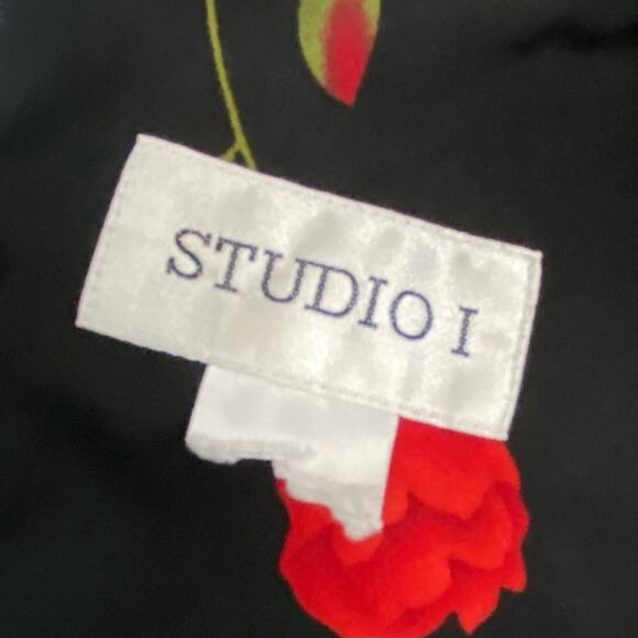 Vintage Studio1 Size 6/8 Red Rose Floating Floral Print Sleeveless Midi Dress - Picture 12 of 13